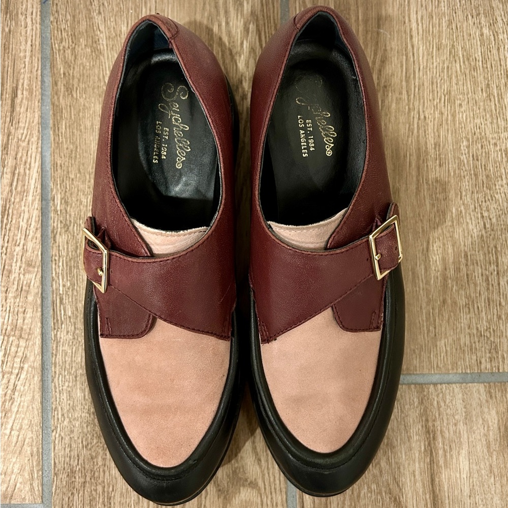 Seychelles Women's Catch Me Monk-Strap Loafer in Burgundy/Blush Size 7.5 - Picture 4 of 8
